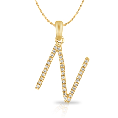 Diamond Bold Initial Pendant N