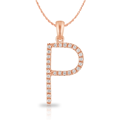 Diamond Bold Initial Pendant P