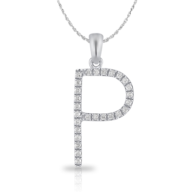 Diamond Bold Initial Pendant P
