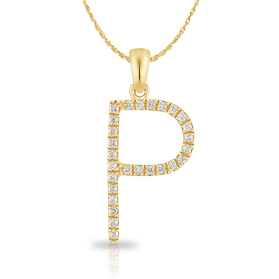 Diamond Bold Initial Pendant P