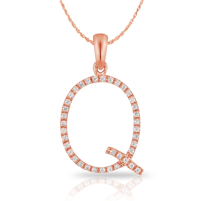 Diamond Bold Initial Pendant Q