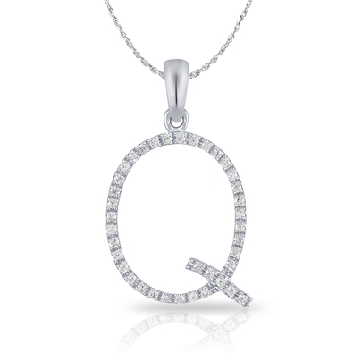 Diamond Bold Initial Pendant Q