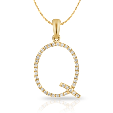 Diamond Bold Initial Pendant Q