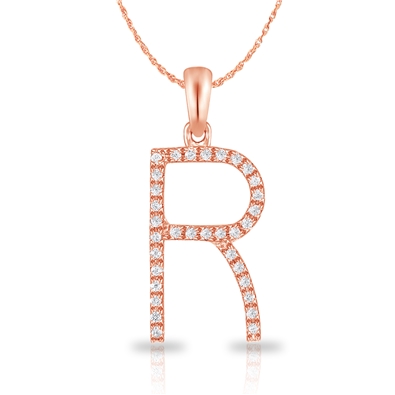 Diamond Bold Initial Pendant R