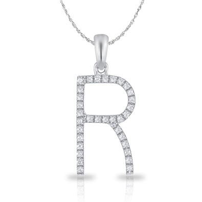 Diamond Bold Initial Pendant R