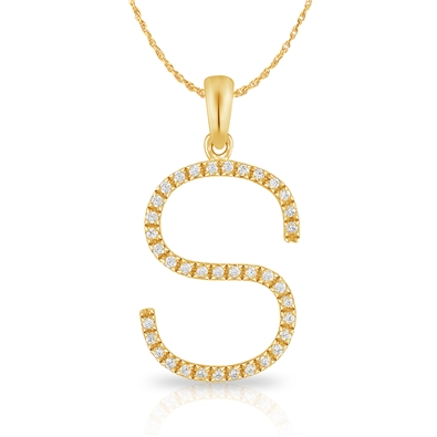 Diamond Bold Initial Pendant S