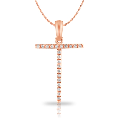 Diamond Bold Initial Pendant T