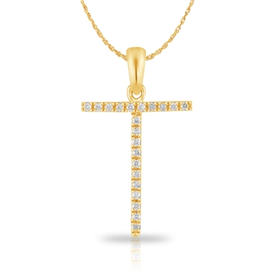 Diamond Bold Initial Pendant T