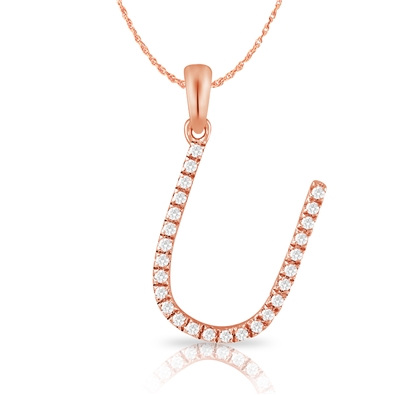 Diamond Bold Initial Pendant U