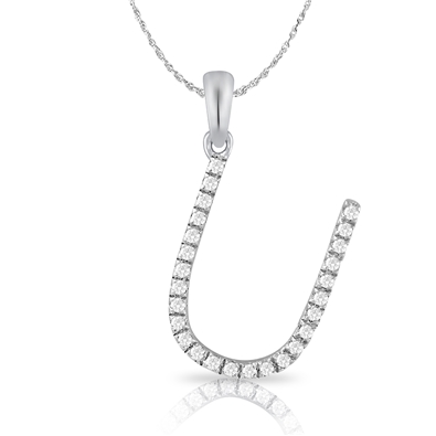Diamond Bold Initial Pendant U