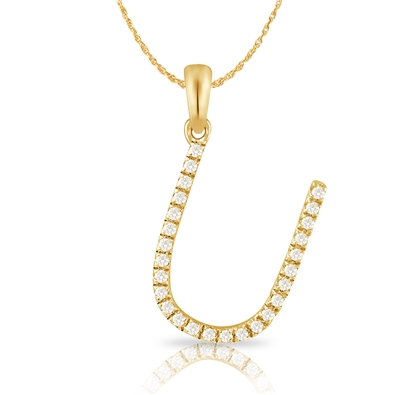 Diamond Bold Initial Pendant U