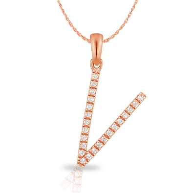 Diamond Bold Initial Pendant V