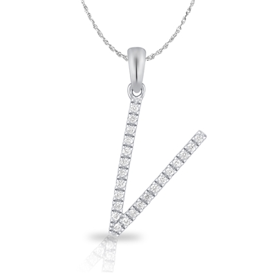 Diamond Bold Initial Pendant V