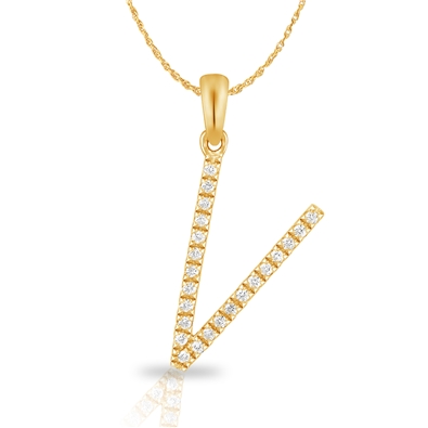 Diamond Bold Initial Pendant V