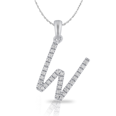 Diamond Bold Initial Pendant W