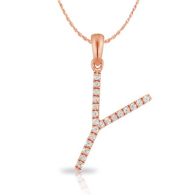 Diamond Bold Initial Pendant Y