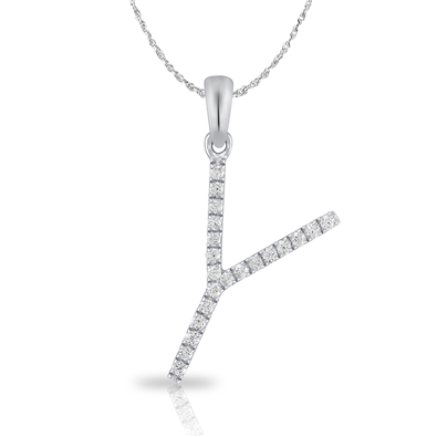 Diamond Bold Initial Pendant Y
