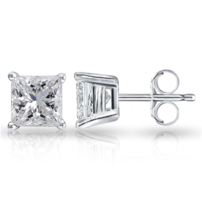 Princess cut Pushback Stud in 925 SS 0.05ct