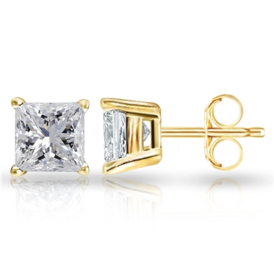 Princess cut Pushback Stud in 925 SS 0.18ct