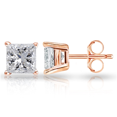 Princess cut Dia.Stud Earrings