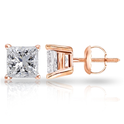 Prncss cut Dia Scrwbk  Earring