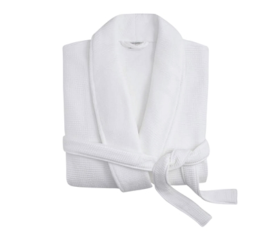 Waffle Bath Robe - White - L